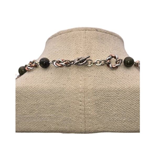 Celtic Knot Accents and Stone Mixed Metal Necklace Toggle Clasp - Picture 4 of 5